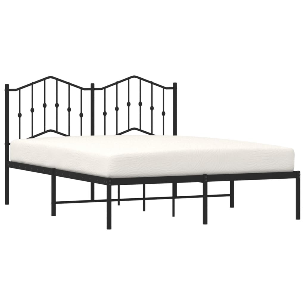 Estructura cama sin colchón con cabecero metal negro 140x190 cm