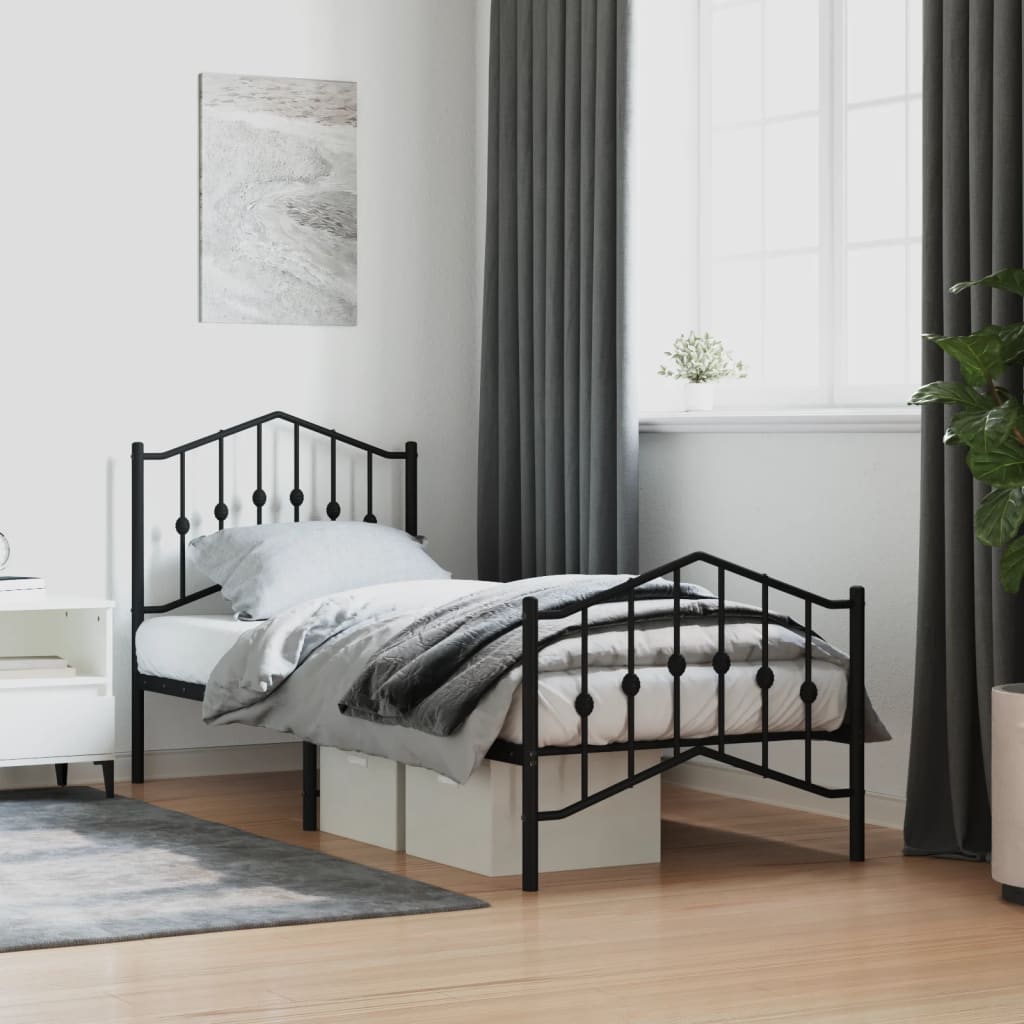 Vetonek Estructura cama sin colchón con estribo metal negro 90x190 cm