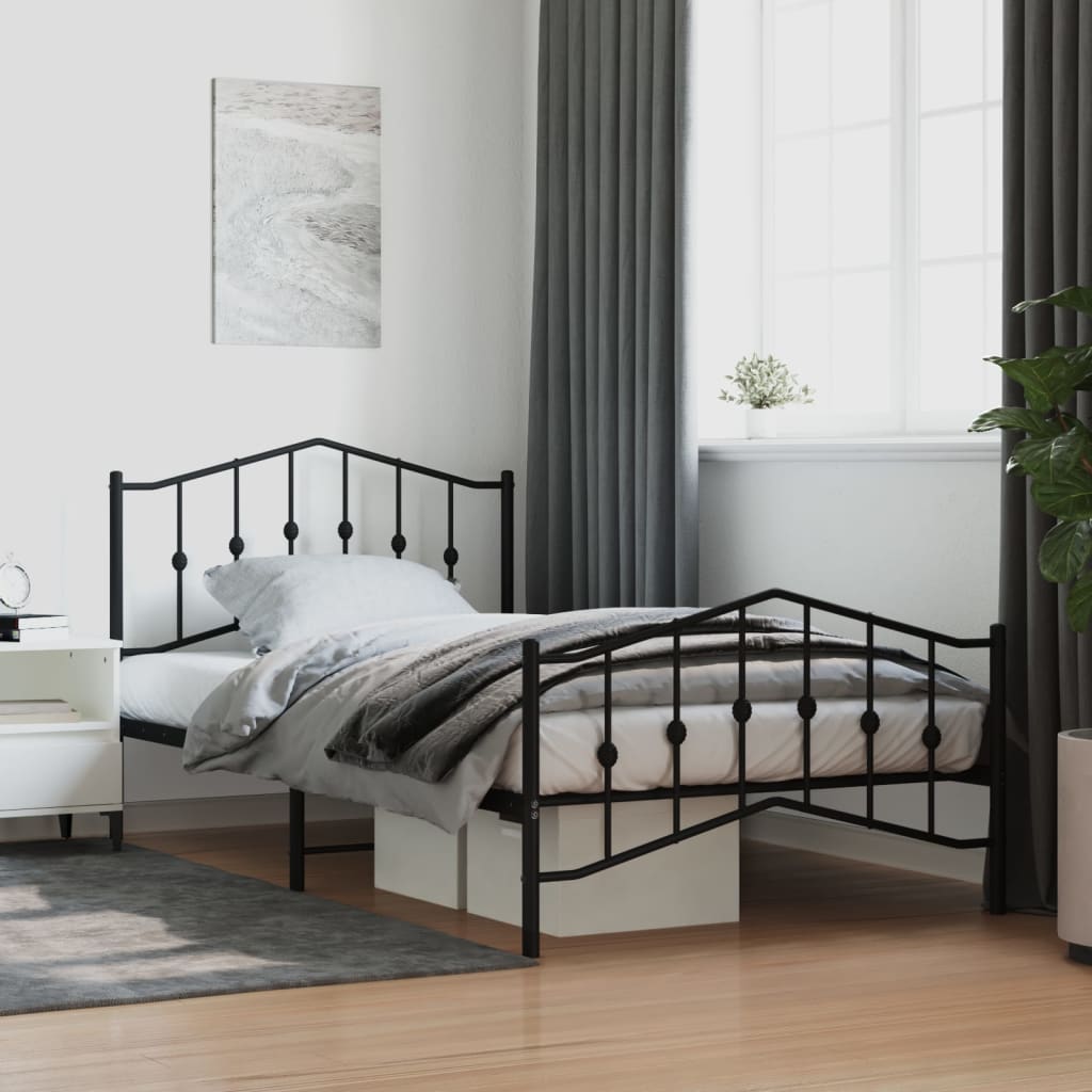 Vetonek Estructura cama sin colchón con estribo metal negro 107x203 cm