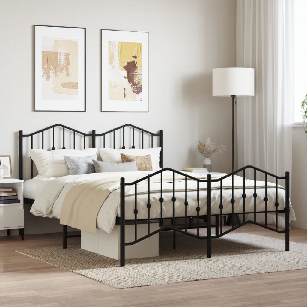 Vetonek Estructura cama sin colchón con estribo metal negro 135x190 cm