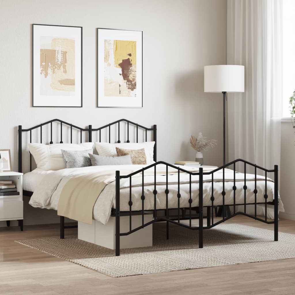 Vetonek Estructura cama sin colchón con estribo metal negro 140x190 cm