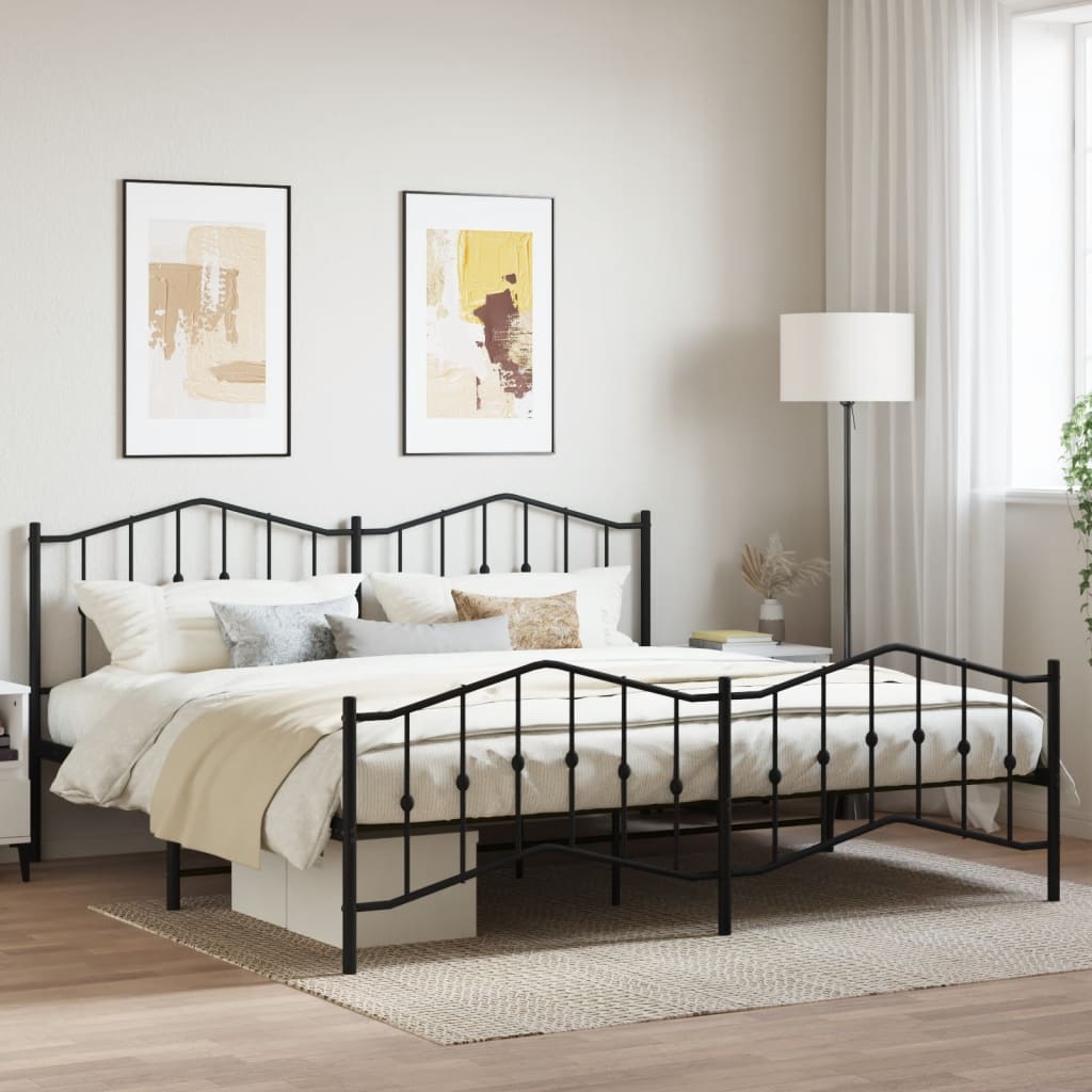 Vetonek Estructura cama sin colchón con estribo metal negro 193x203 cm