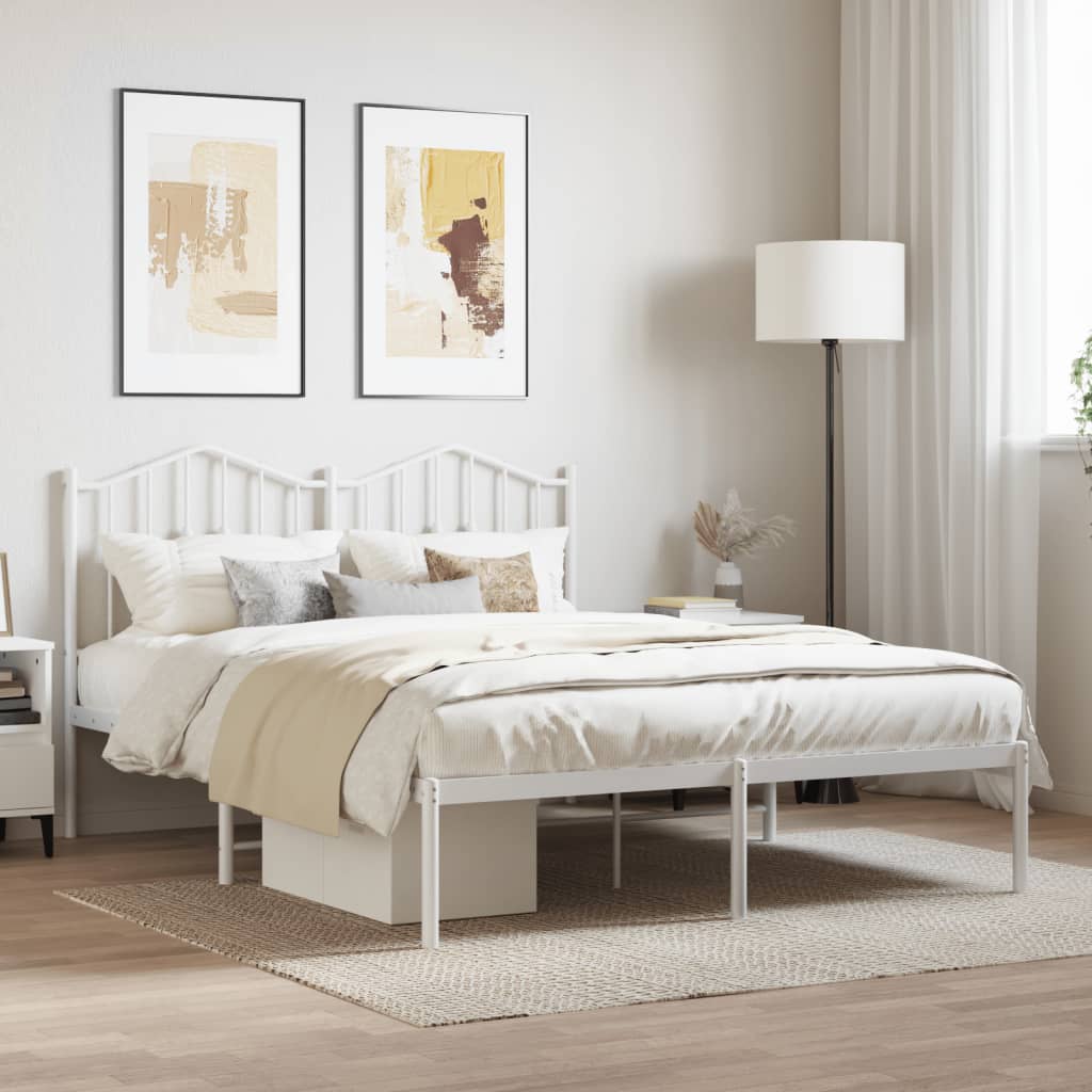 Vetonek Estructura cama sin colchón con cabecero metal blanco 140x190cm