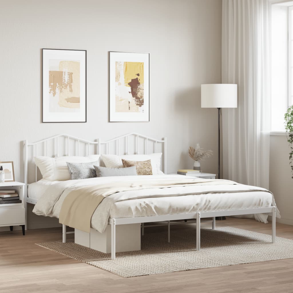 Vetonek Estructura cama sin colchón con cabecero metal blanco 183x213cm