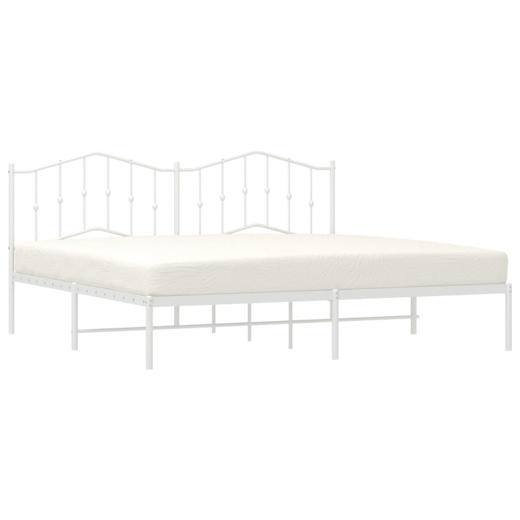 Bed without mattress with White Metal headboard 193x203cm