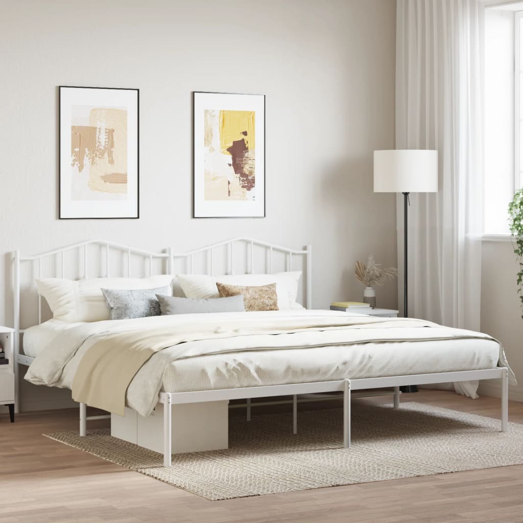 Vetonek Estructura cama sin colchón con cabecero metal blanco 193x203cm