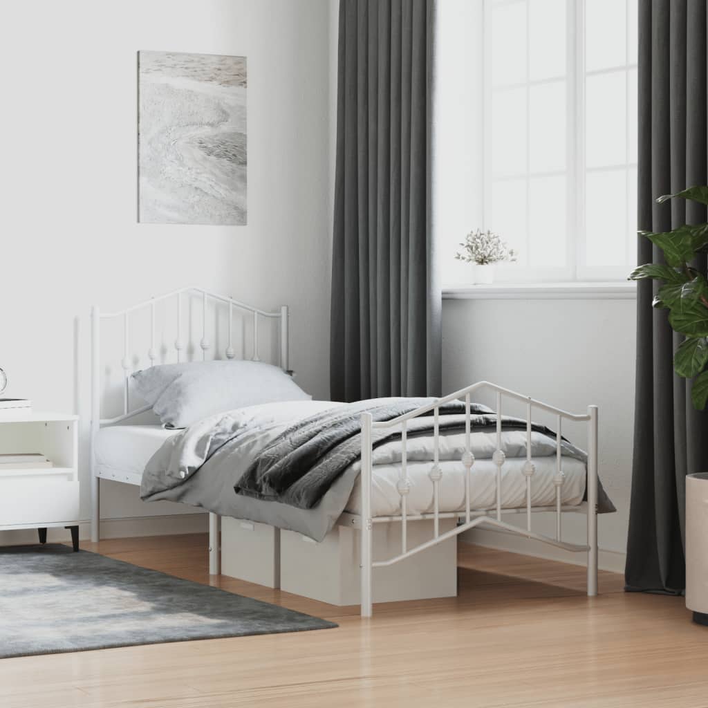 Vetonek Estructura cama sin colchón con estribo metal blanco 90x190 cm