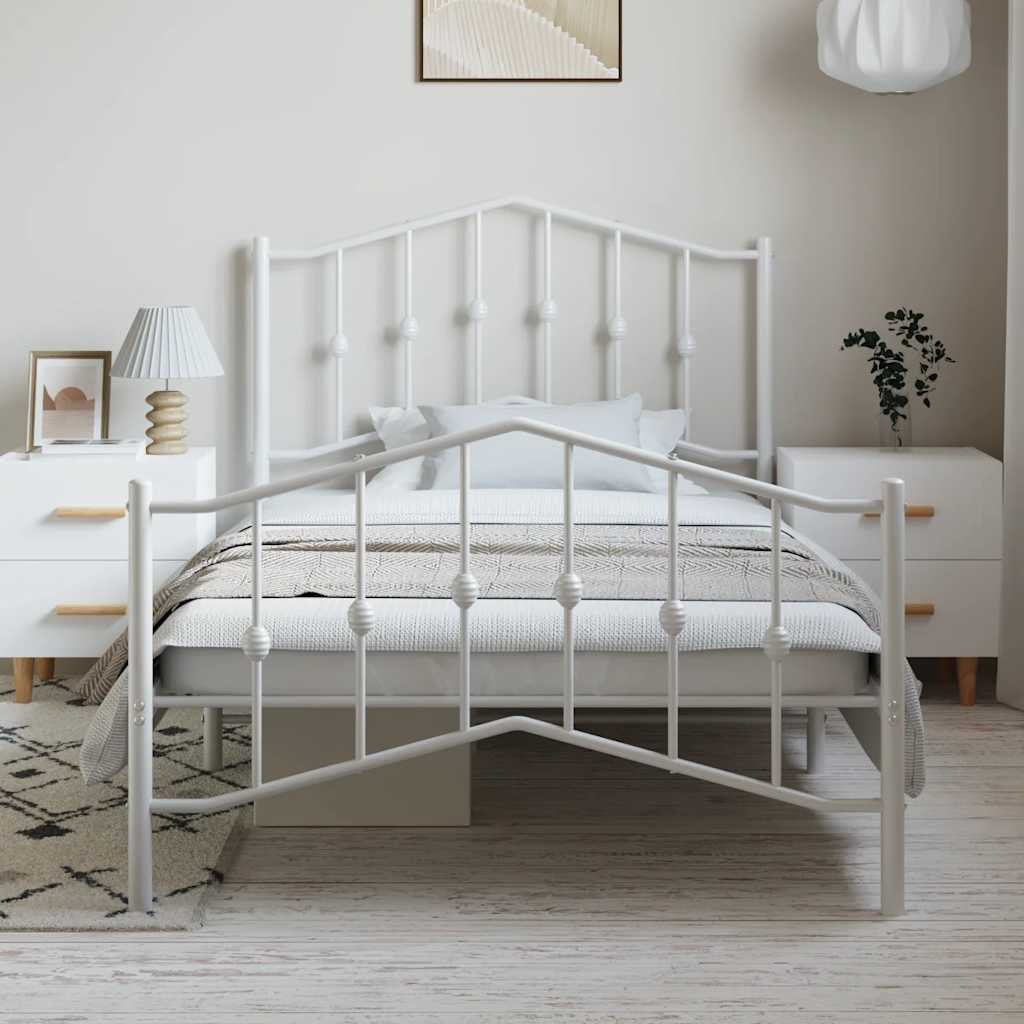 Estructura cama sin colchón con estribo metal blanco 100x190 cm