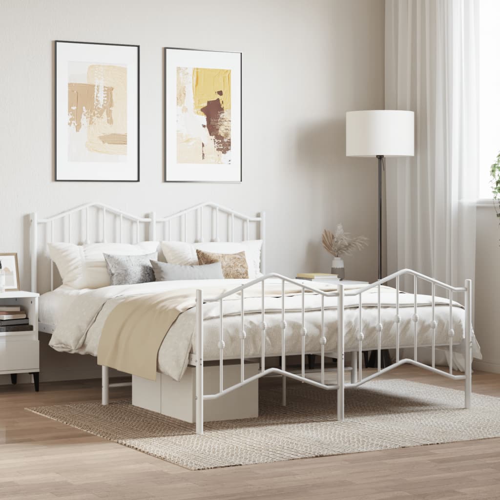 Vetonek Estructura cama sin colchón con estribo metal blanco 135x190 cm