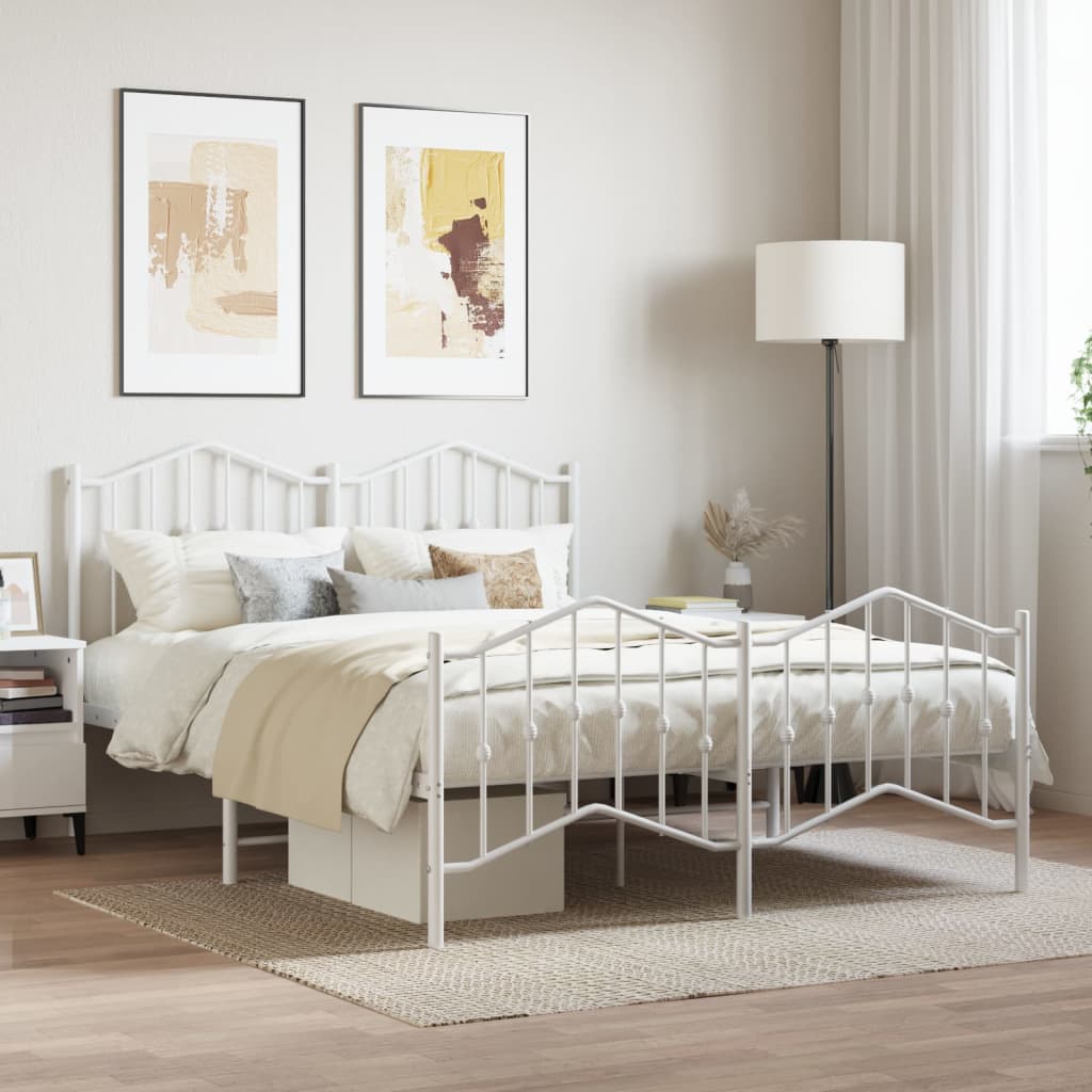 Vetonek Estructura cama sin colchón con estribo metal blanco 140x190 cm