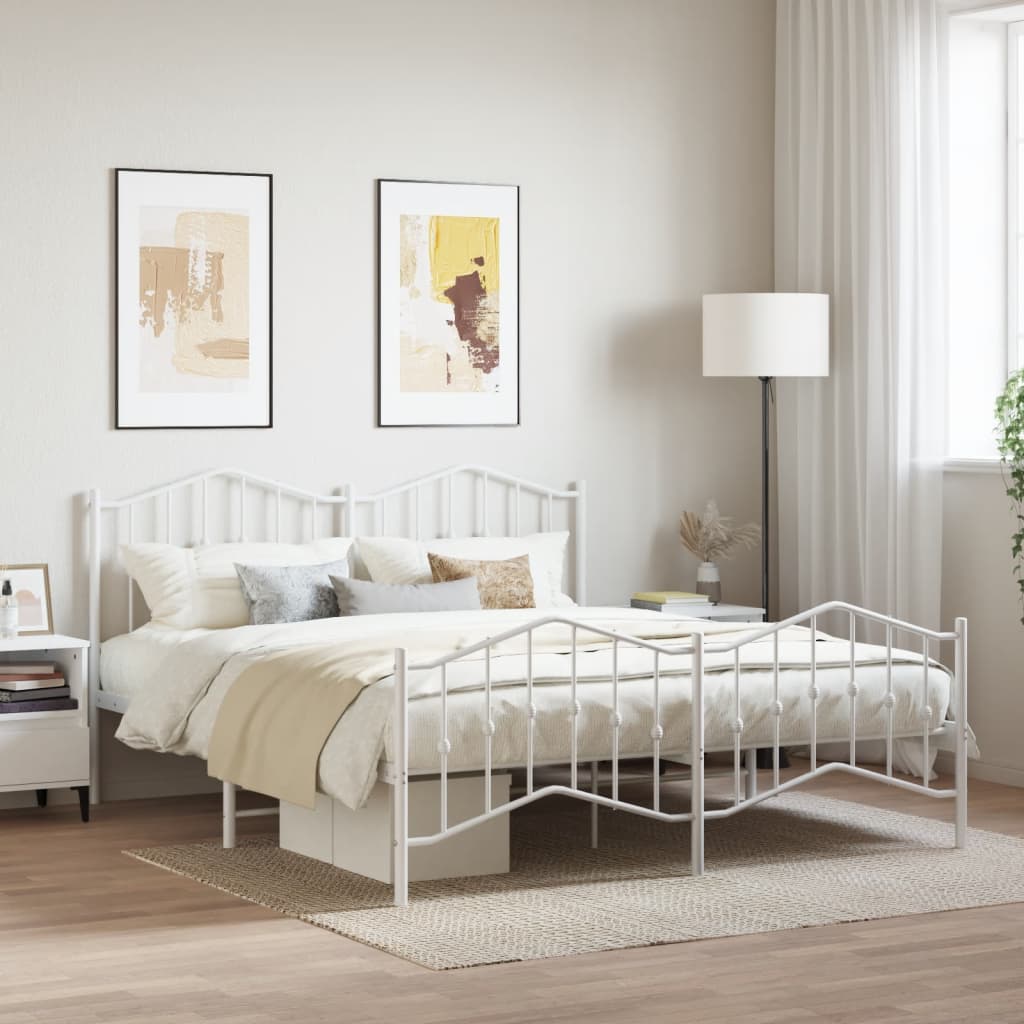 Vetonek Estructura cama sin colchón con estribo metal blanco 183x213 cm