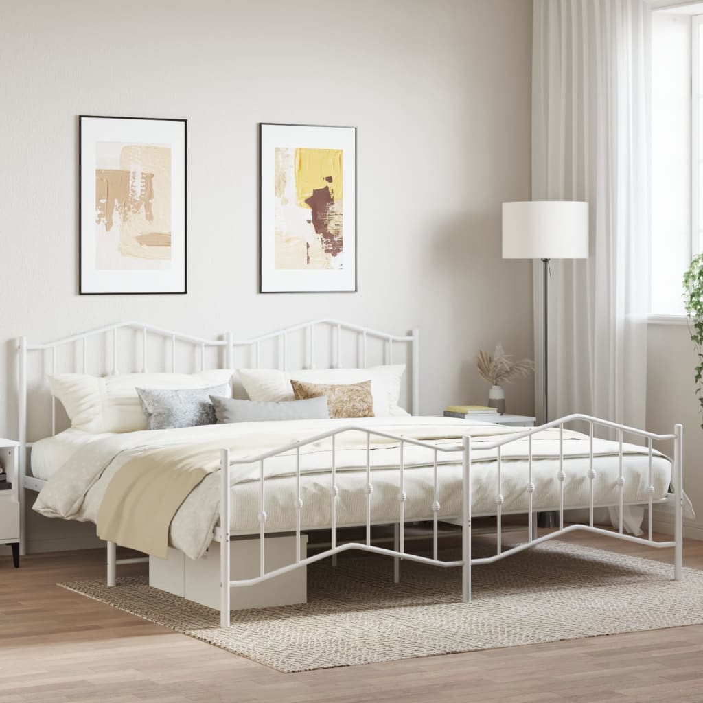 Vetonek Estructura cama sin colchón con estribo metal blanco 193x203 cm