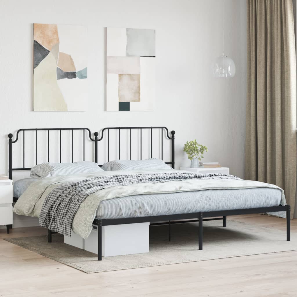 Vetonek Estructura cama sin colchón con cabecero metal negro 193x203 cm