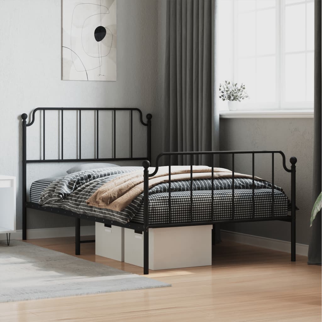 Vetonek Estructura cama sin colchón con estribo metal negro 107x203 cm