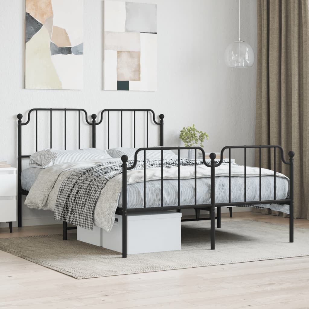 Vetonek Estructura cama sin colchón con estribo metal negro 135x190 cm