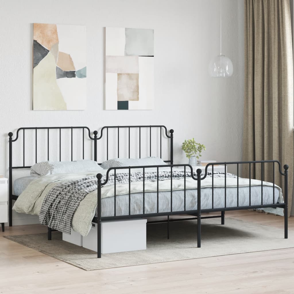 Vetonek Estructura cama sin colchón con estribo metal negro 200x200 cm