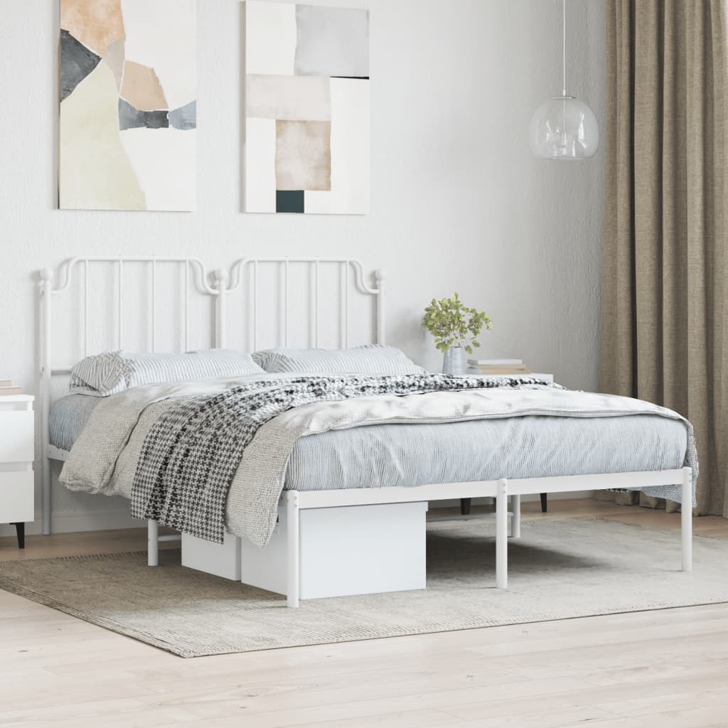 Vetonek Estructura cama sin colchón con cabecero metal blanco 135x190cm