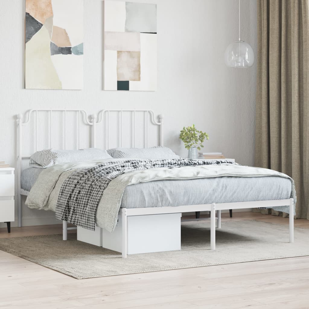 Vetonek Estructura cama sin colchón con cabecero metal blanco 140x190cm