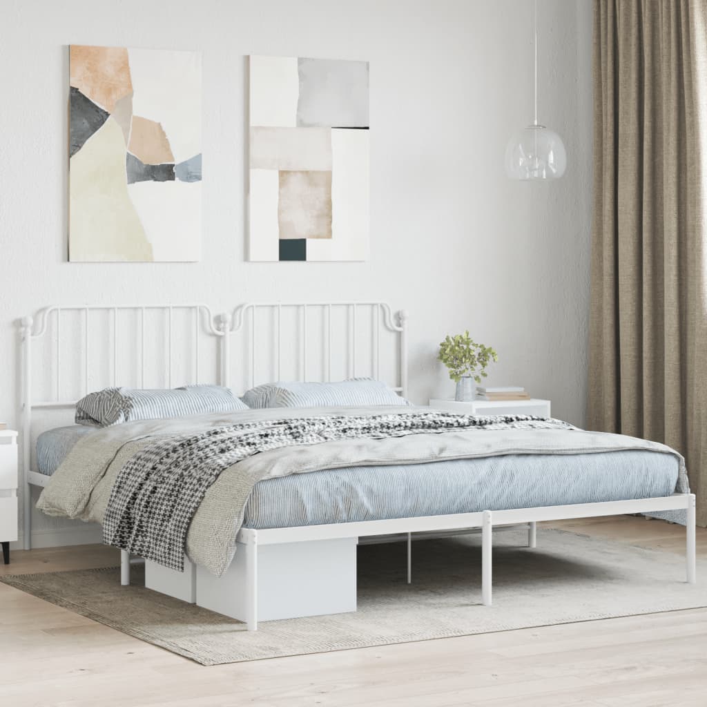 Vetonek Estructura cama sin colchón con cabecero metal blanco 183x213cm