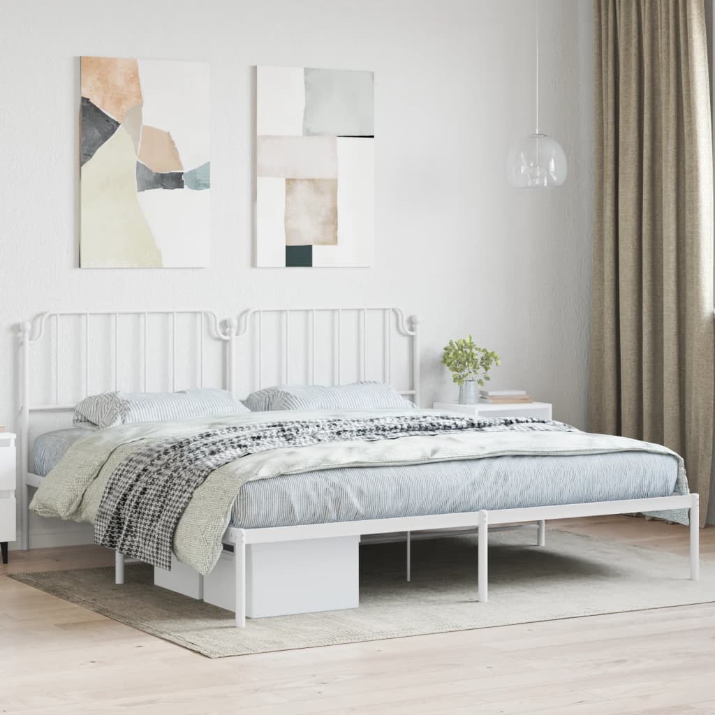 Vetonek Estructura cama sin colchón con cabecero metal blanco 193x203cm