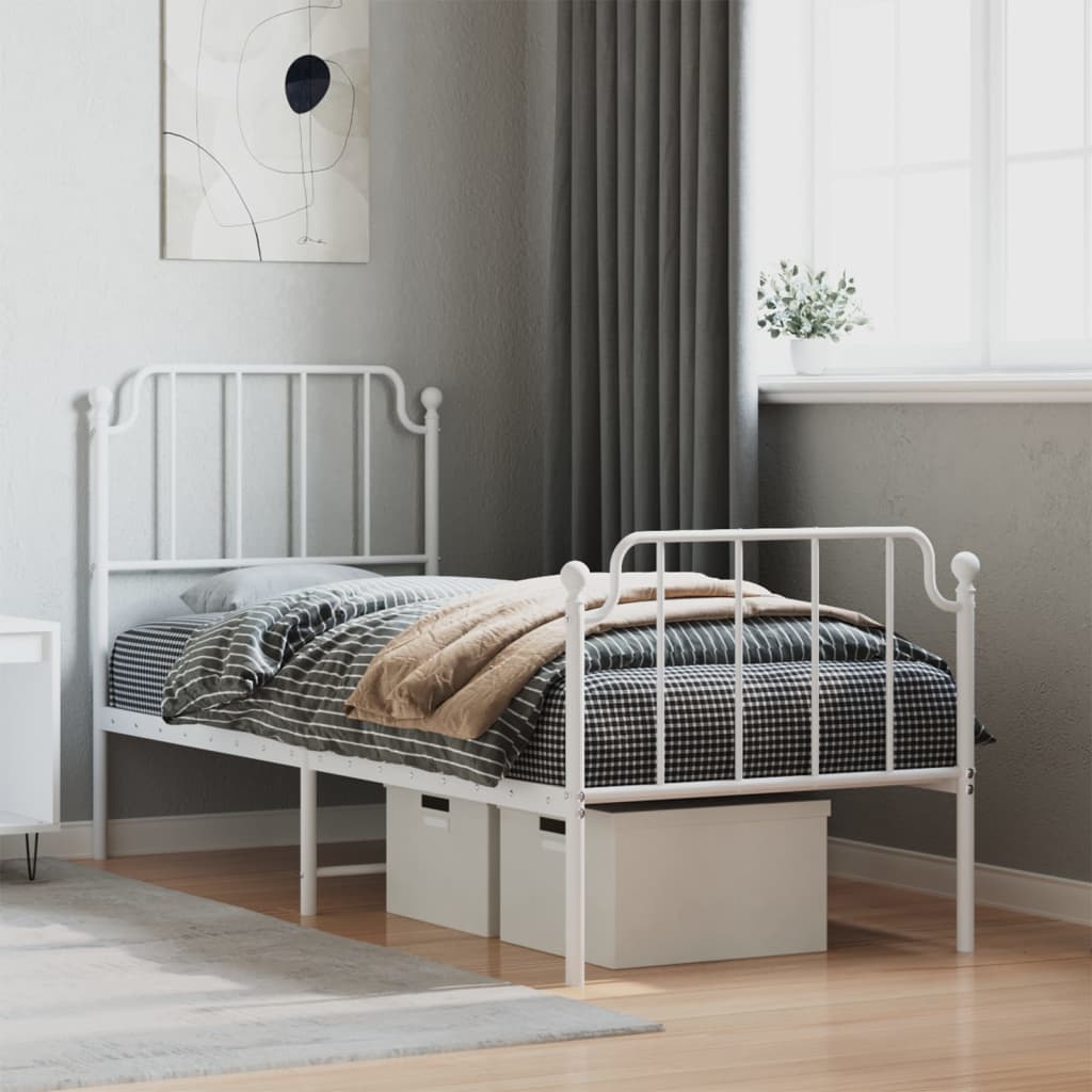 Vetonek Estructura cama sin colchón con estribo metal blanco 75x190 cm