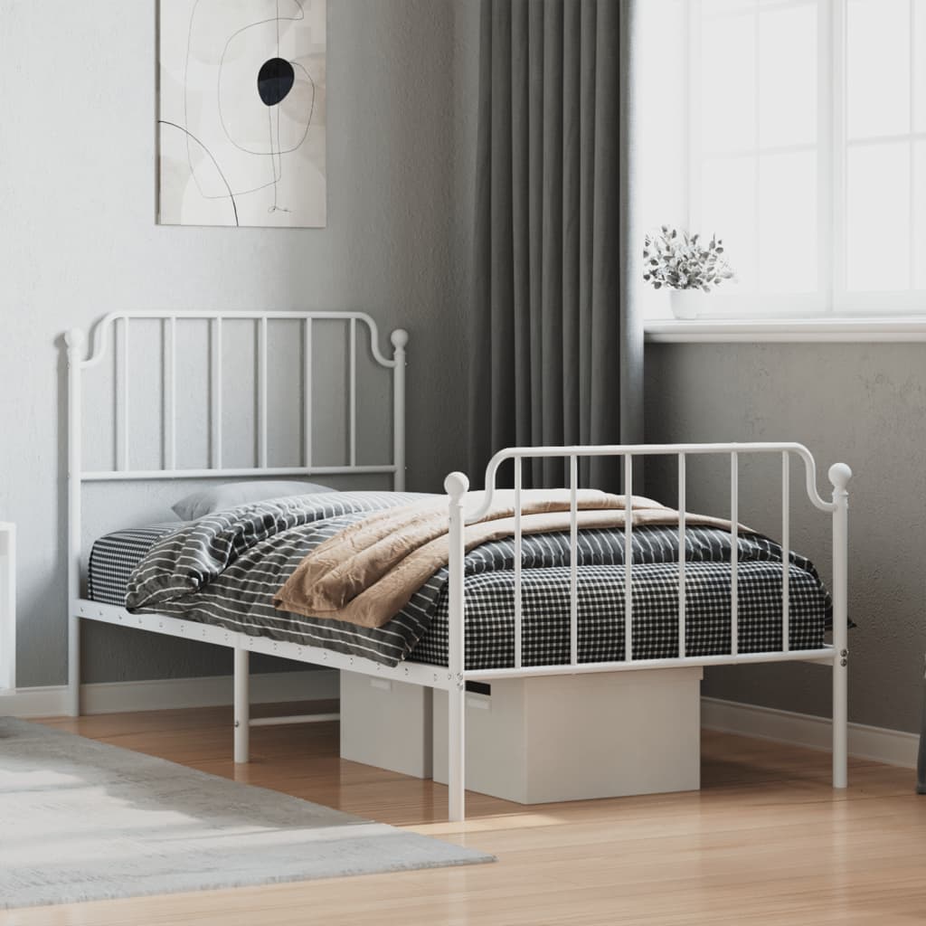 Vetonek Estructura cama sin colchón con estribo metal blanco 90x190 cm