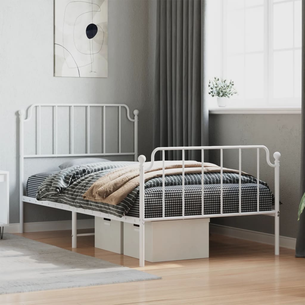 Vetonek Estructura cama sin colchón con estribo metal blanco 100x190 cm