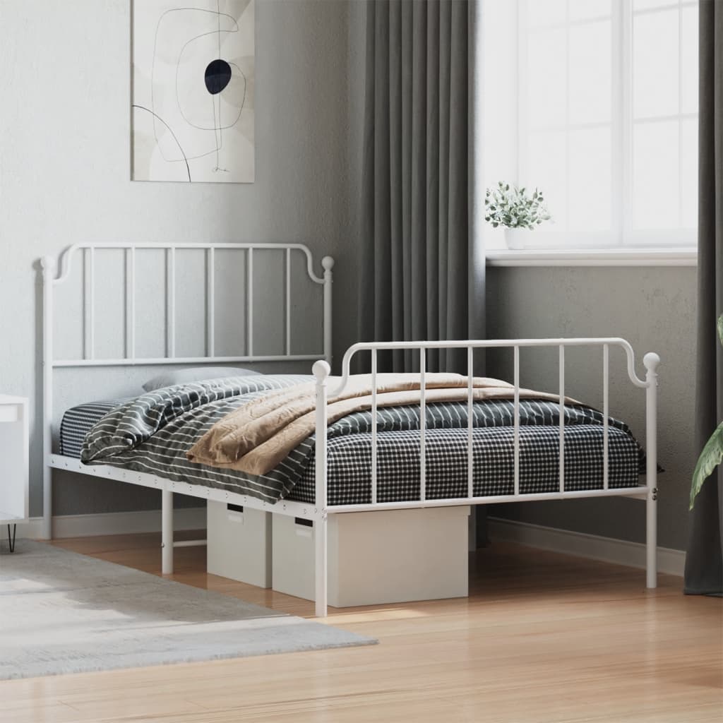 Vetonek Estructura cama sin colchón con estribo metal blanco 107x203 cm