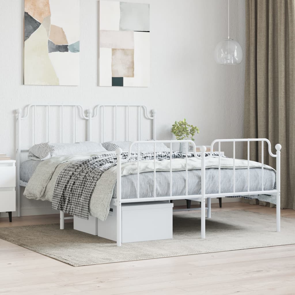 Vetonek Estructura cama sin colchón con estribo metal blanco 135x190 cm