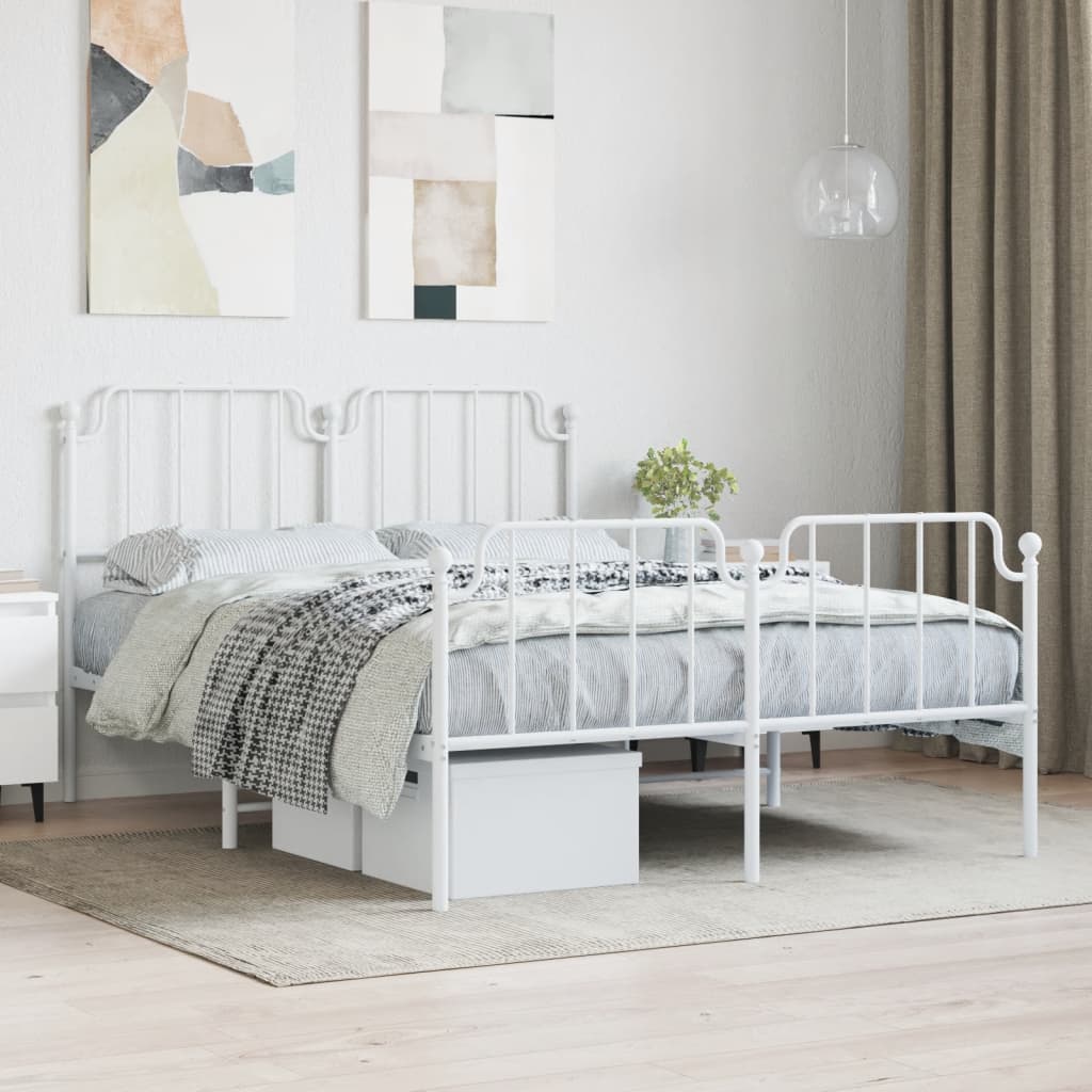 Vetonek Estructura cama sin colchón con estribo metal blanco 150x200 cm