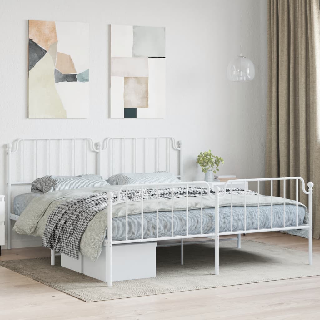 Vetonek Estructura cama sin colchón con estribo metal blanco 160x200 cm