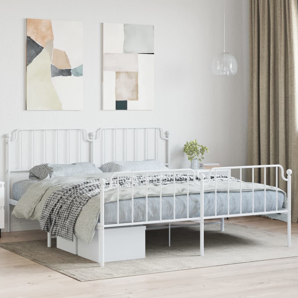 Vetonek Estructura cama sin colchón con estribo metal blanco 183x213 cm