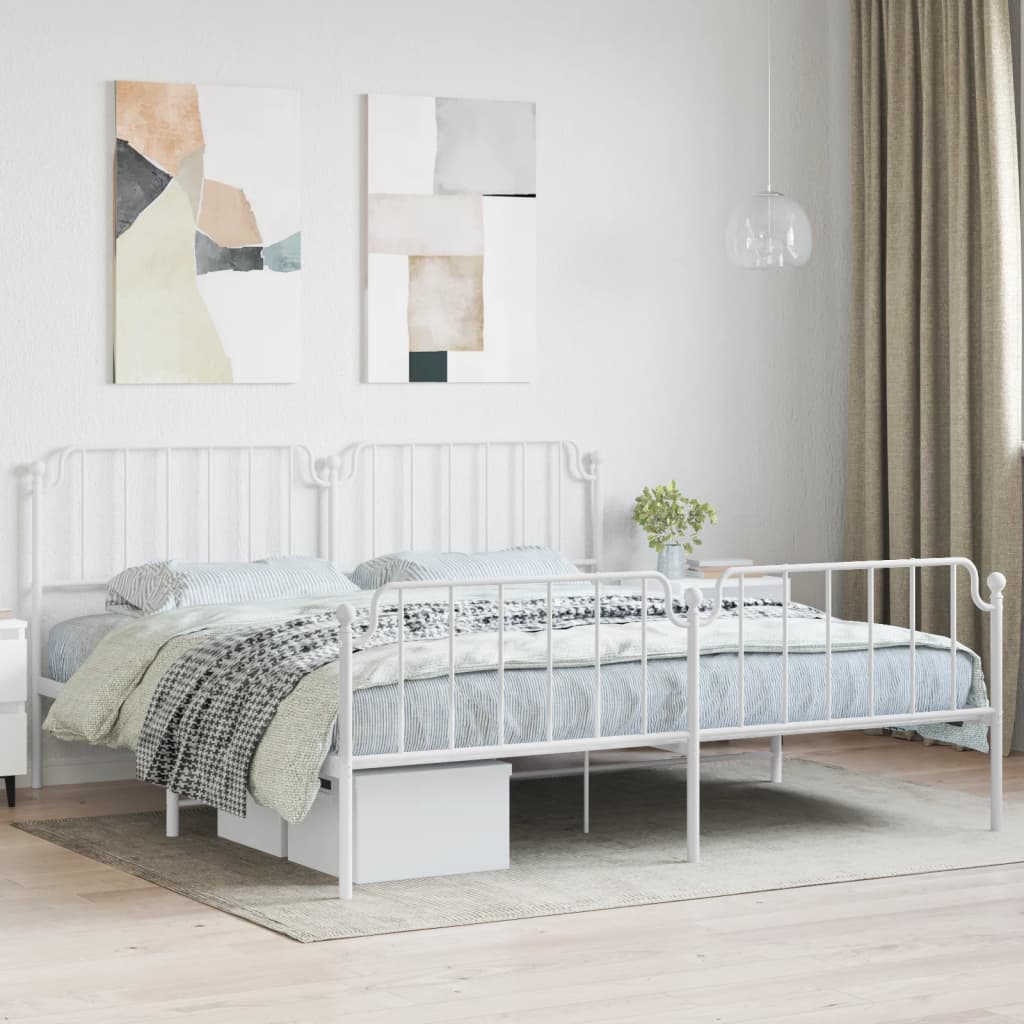 Vetonek Estructura cama sin colchón con estribo metal blanco 200x200 cm