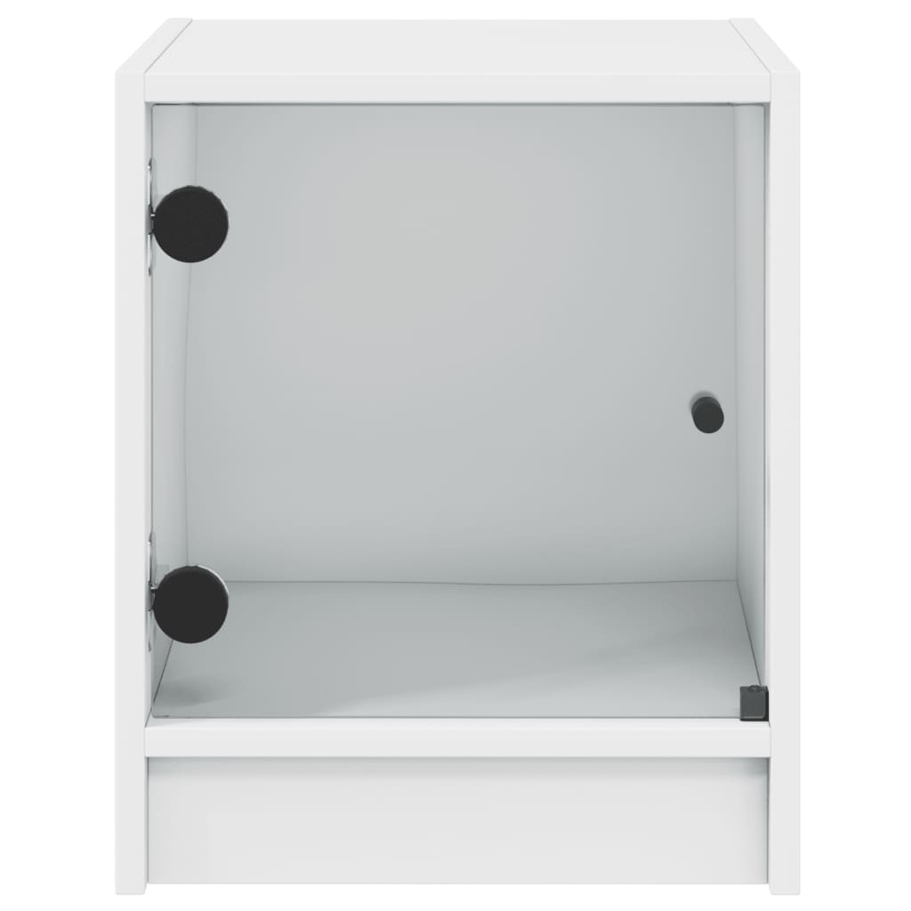 Mesita de noche con puerta de vidrio blanco 35x37x42 cm - Vetonek