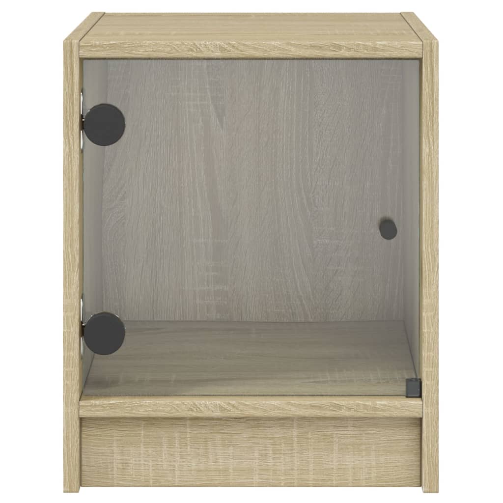 Mesitas noche con puertas vidrio 2 uds roble Sonoma 35x37x42 cm - Vetonek