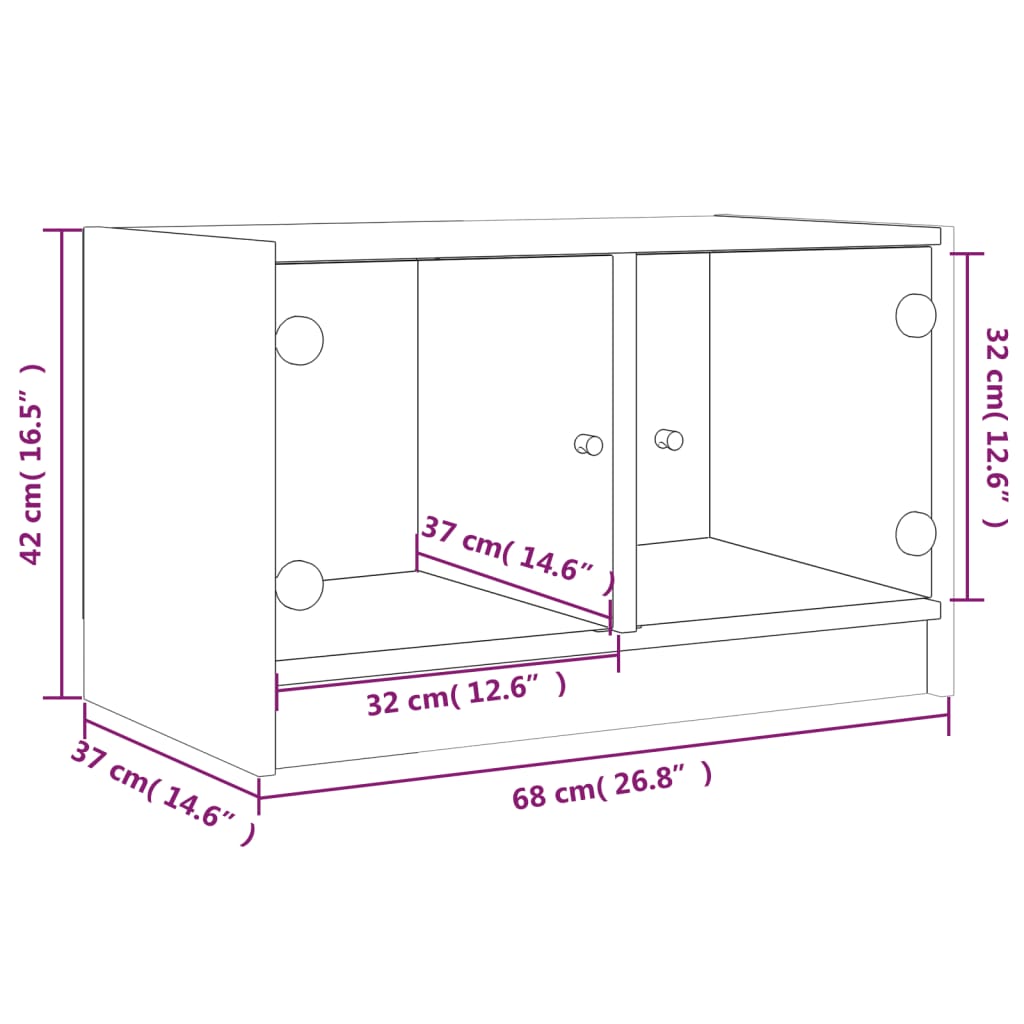 Mueble de TV con puertas de vidrio blanco 68x37x42 cm