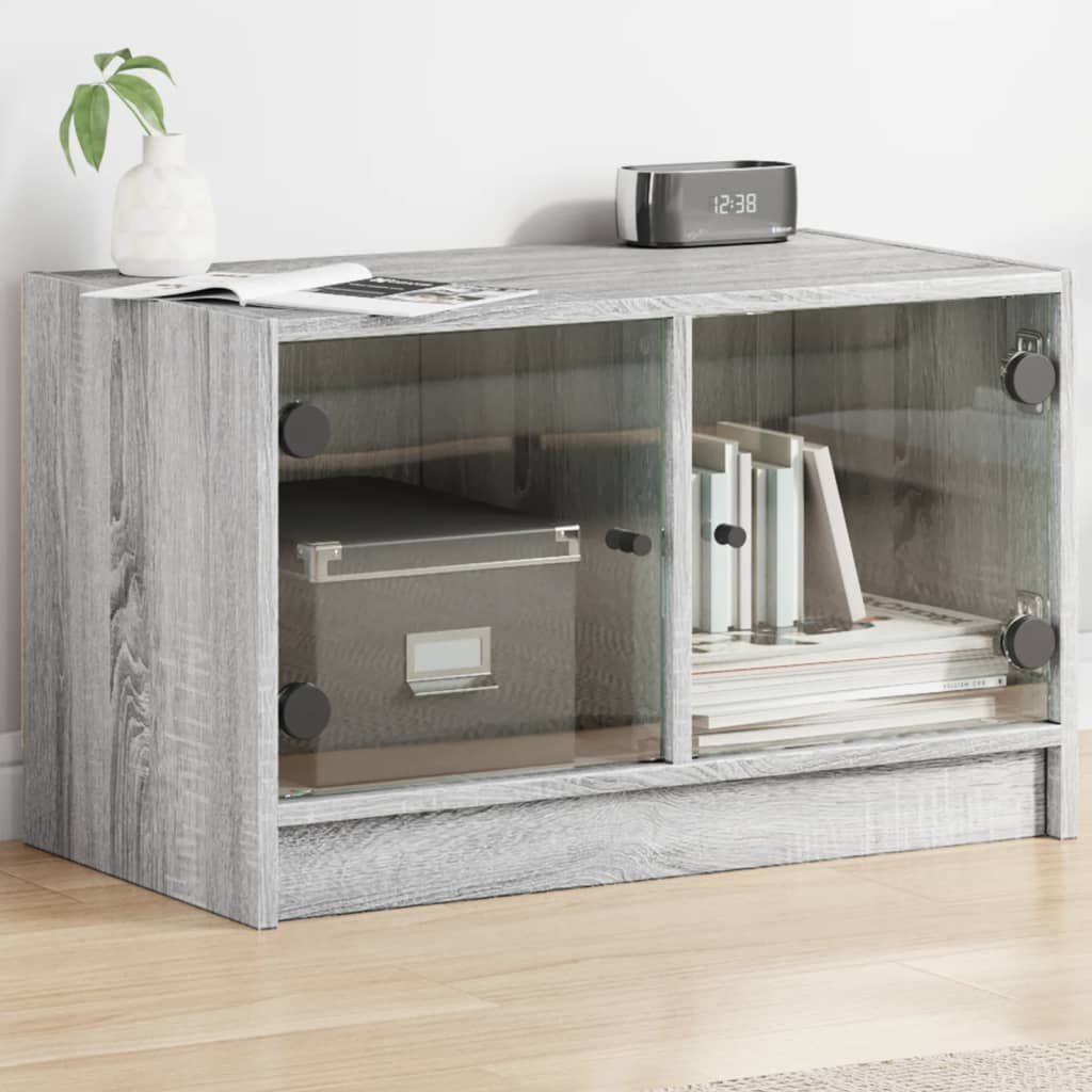 Vetonek Mueble de TV con puertas de vidrio gris Sonoma 68x37x42 cm