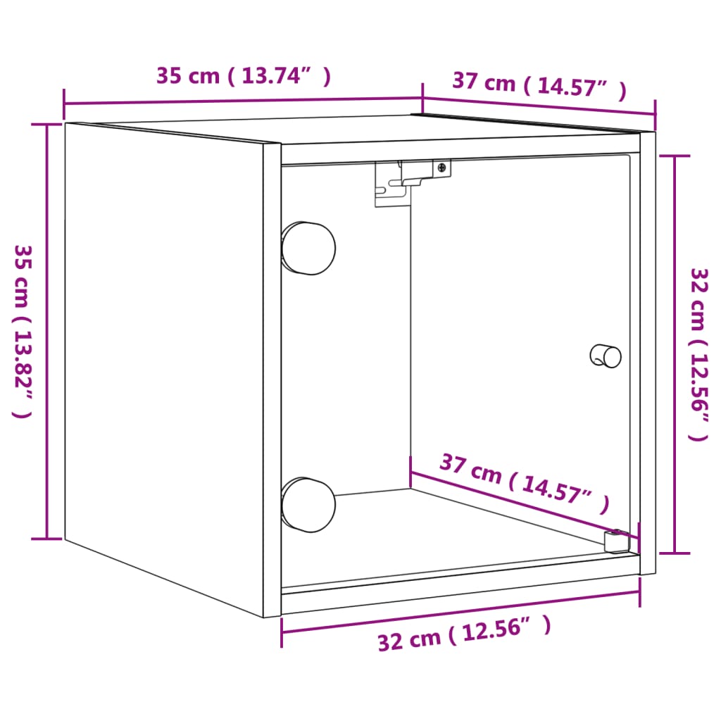 Night table with black glass door 35x37x35 cm