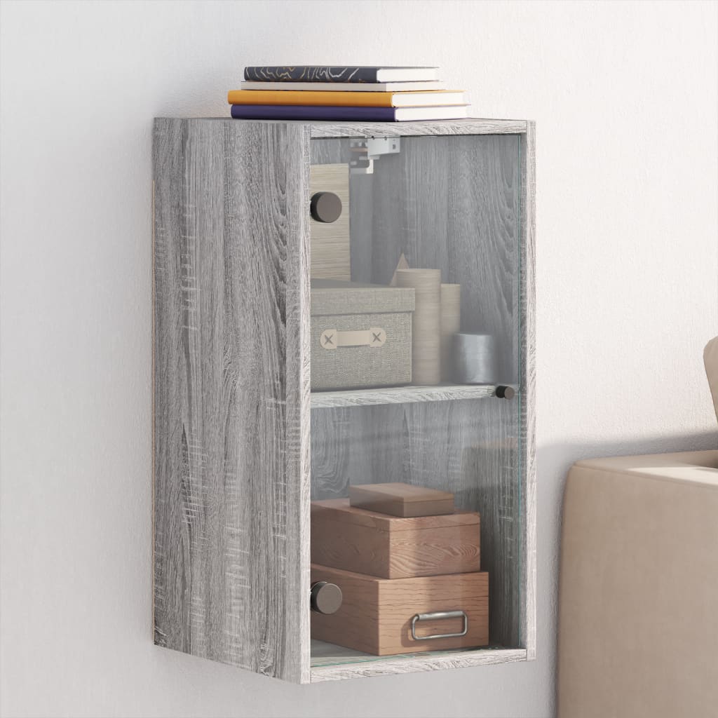 Vetonek Mueble de pared puertas de vidrio gris Sonoma 35x37x68,5 cm