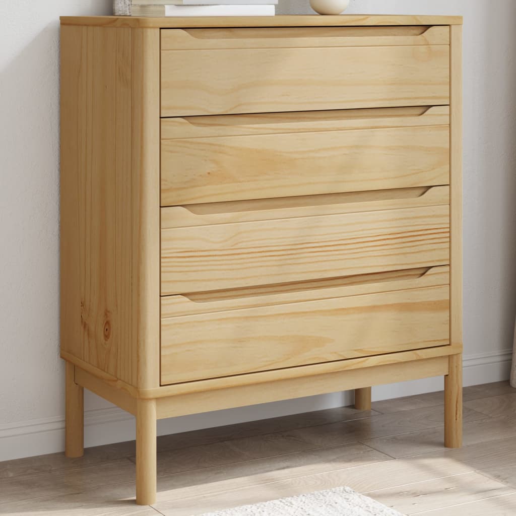 Cómoda cajonera floro madera maciza de pino marrón cera v5252 Vetonek