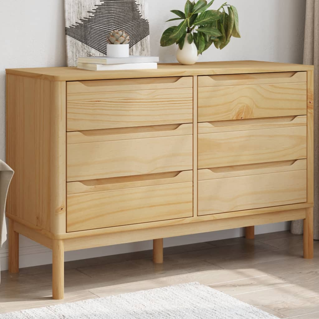 Cómoda cajonera floro madera maciza de pino marrón cera v5283 Vetonek