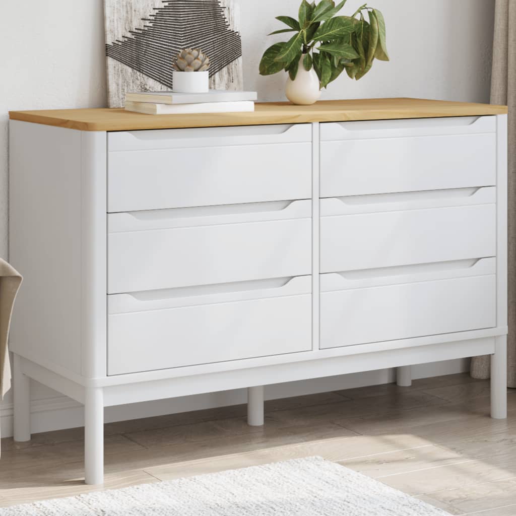 Cómoda cajonera floro madera maciza de pino blanco v5290 Vetonek