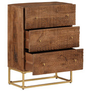 Vetonek Cómoda madera maciza de mango y hierro 55x30x76 cm