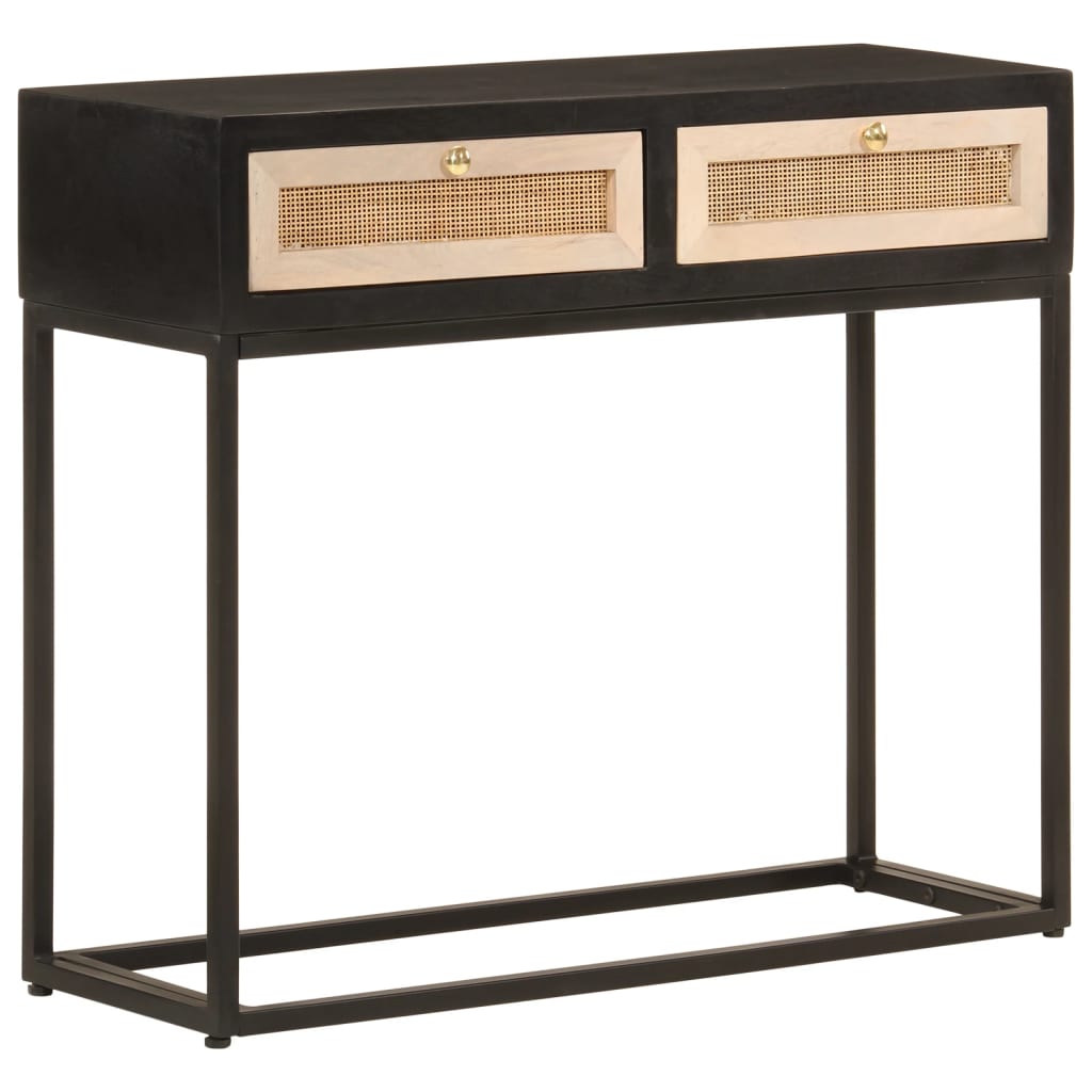 Vetonek Mesa consola madera maciza de mango y hierro negro 90x30x76 cm