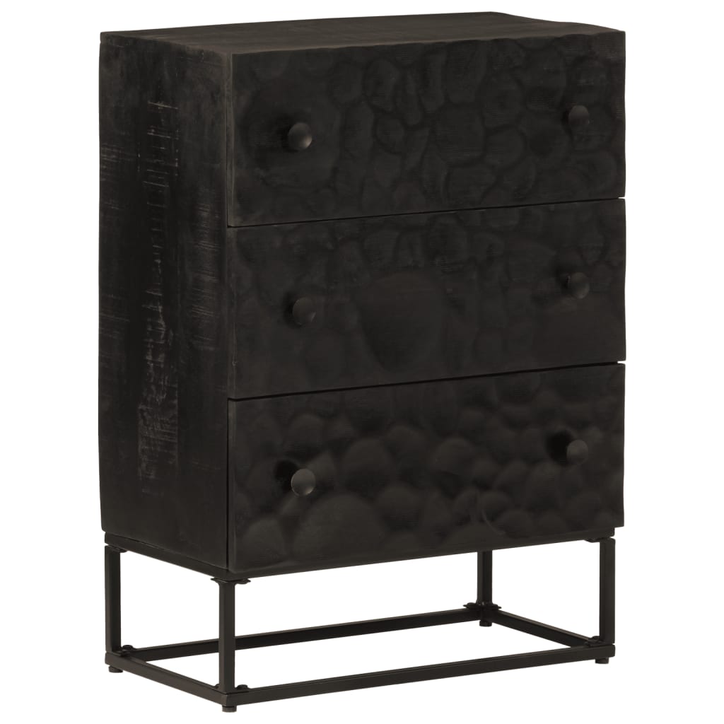 Cómoda madera maciza de mango y hierro negro 55x30x76 cm v5580 Vetonek