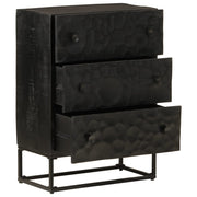 Vetonek Cómoda madera maciza de mango y hierro negro 55x30x76 cm