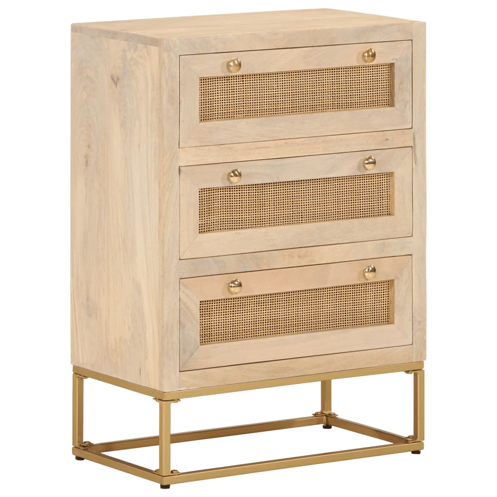 Cómoda madera maciza de mango y hierro 55x30x76 cm v5733 Vetonek