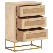 Vetonek Cómoda madera maciza de mango y hierro 55x30x76 cm