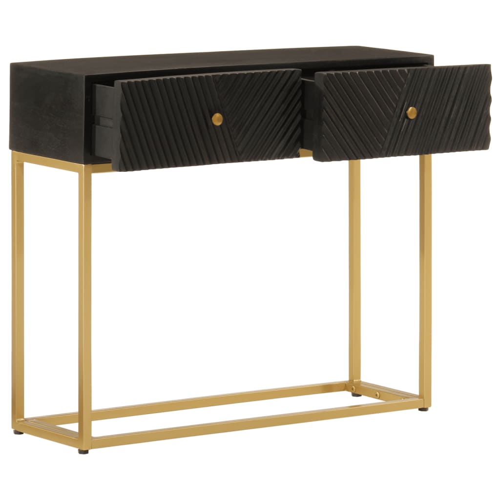 Black Mango and Black Iron Wood console 90x30x76 cm