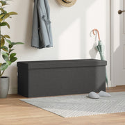Dark Gray Faux Linen Folding Storage Bench V6310 Vetonek